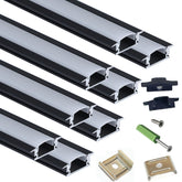THMOOTHER recessed LED strip channel diffuser in black for flush mounting and dust protection.