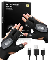 ThxToms rechargeable flashlight gloves with ultra-bright three-LEDs illuminate tight spots for repairs.