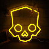 Tiabuy Skull Neon Sign glows bold yellow for game room ambiance.