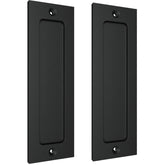 Tibres flush 7-inch door handle on barn door in satin black for smooth operation