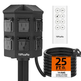 Tiffcofio outdoor power strip with 25ft extension cord for versatile lighting setups.