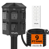 Tiffcofio outdoor remote control power strip with 9ft reach for convenient patio lighting