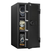 TigerKing fireproof safe front view with sturdy steel construction and secure digital lock.