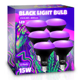 TigQiang blacklight bulbs 6-pack BR30 illuminate neon colors for standout decorations.