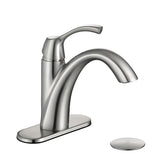 TimeArrow brushed-nickel 1-handle bathroom faucet front view for a modern upgrade