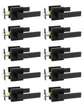 Tinewa 10-pack square privacy lever in matte black for bedroom and bathroom doors.