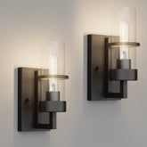 Tipace black hardwired wall sconce pair for modern hallway lighting