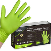 TitanFlex green nitrile gloves with diamond texture for improved grip.