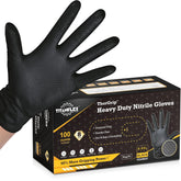 TitanFlex nitrile gloves in black with diamond texture for superior grip.