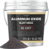 TITGGI 80-grit aluminum oxide blast media in a sturdy bucket for easy transport and storage.