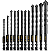 TITGGI 12pc concrete drill bit set close-up with sharp carbide tips for precise drilling.