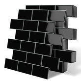 Tiwoos thick black subway tile backsplash with self-adhesive backing for quick kitchen upgrades