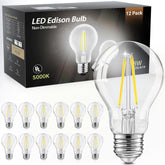 TJOY A19 vintage Edison bulb design with clear filament for decorative lighting.