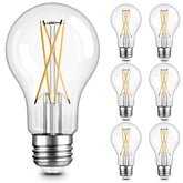 TJOY 6-pack A19 vintage Edison bulbs illuminate chandeliers with classic warm glow.