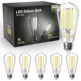 TJOY Edison filament bulb in a chandelier for vintage ambience and bright daylight clarity
