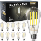 TJOY Edison vintage LED bulb with E26 base in antique glass design, ideal for chandeliers.