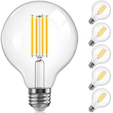 TJOY G25 Edison Globe Bulbs with clear filament for vintage bathroom vanity lighting.