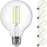 TJOY G25 globe bulb with clear filament for vintage decor and bright, consistent illumination.