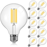 TJOY G25 globe filament bulb in a chandelier for warm vintage ambience.