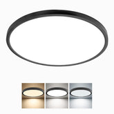 TLZ Lighting 24-inch LED flush mount black round panel for living spaces