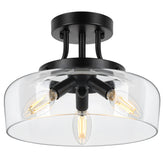 TOBUSA modern industrial semi flush mount with clear glass shade brightens the kitchen and dining areas.