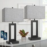 TOBUSA set of 2 lamps on table providing ambient bedside lighting.