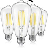 TOBUSA vintage LED dimmable bulb with amber glass for warm living room lighting.