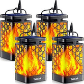 TomCare solar lantern with flickering flame for welcoming outdoor evenings