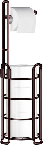 TomCare bronze toilet paper holder stand with visible storage for extra rolls