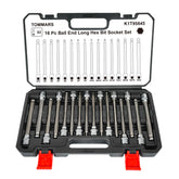 TOMMARS ball-end long hex socket set neatly in box for easy organization.
