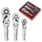 TOMMARS flex-head stubby ratchet with 1/4 inch drive for tight-space fastening