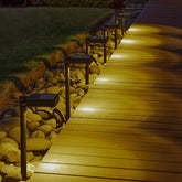 Tommy Bahama solar path light top housing shows durable construction for outdoor durability