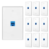 Tomoder ethernet wall plate blue, 1-port, secure network connection for home offices.