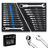 toolant 24pcs ratcheting wrench set with flex-head for tight spaces and versatile sizing