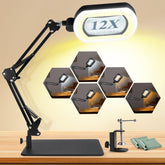 Toolastra 12x square magnifying lamp lens for precise crafts and reading.