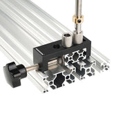 Toolcool aluminum profile drill guide with double holes for precise alignment.