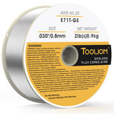 TOOLIOM E71T-GS flux core wire on a 2 lb spool for all-position welding.