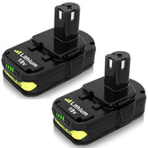 Topbatt Ryobi 18V 3600mAh 2-pack front view showing connector and grip