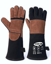 TOPDC welding gloves 16inch heat protection highlight forearm coverage for heavy-duty tasks