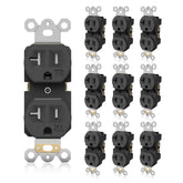 TOPELER black duplex outlet front view highlighting sturdy, code-ready design.