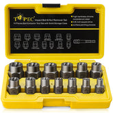 Topec 13+1 bolt and nut remover set for tough damaged fasteners