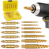TOPEC small screw extractor set displayed for damaged-screw removal in DIY projects