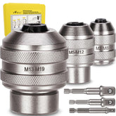Topec tap sockets set M3–M19 with adapters for quick tapping work