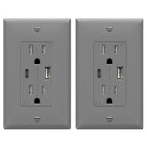Topgreener 2-port USB outlet front view for convenient charging in modern spaces