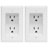 Topgreener tamper-resistant recessed outlet close-up for clean wall installation.