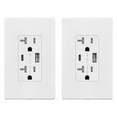 TopGreener TU22036AC-W 2PCS front view with USB outlets for organized charging.