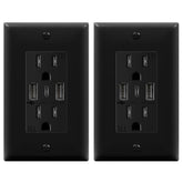 TOPGREENER USB outlet front view shows 2 USB-A and 1 USB-C ports for versatile charging