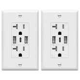 TOPGREENER three-port USB outlet with Type-C and USB-A for organized charging.