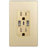 TOPGREENER USB 3-port outlet front view with USB-A and USB-C charging.