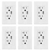 TopGreener USB outlet front view with Type A and Type C ports for versatile charging.